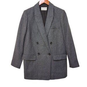 Everlane Womens Oversized Double Breasted Blazer Houndstooth Wool Blend Sz 4
